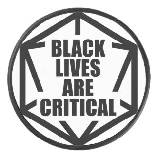 BLM Black Lives Are Critical (B&W) Hockey Puck