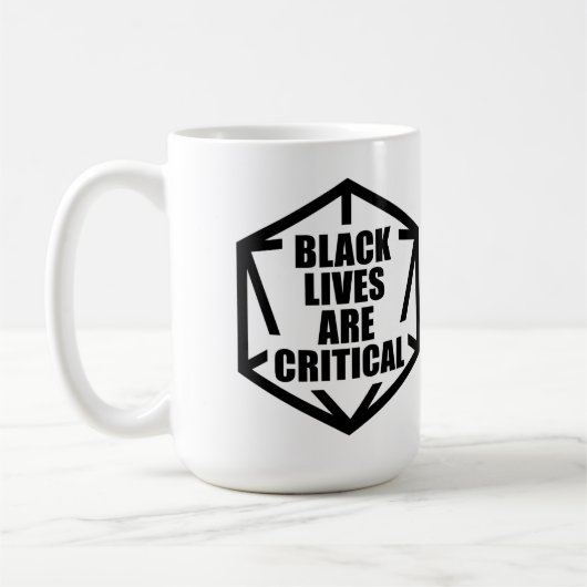 BLM Black Lives Are Critical (B&W) Koffiemok (Links)