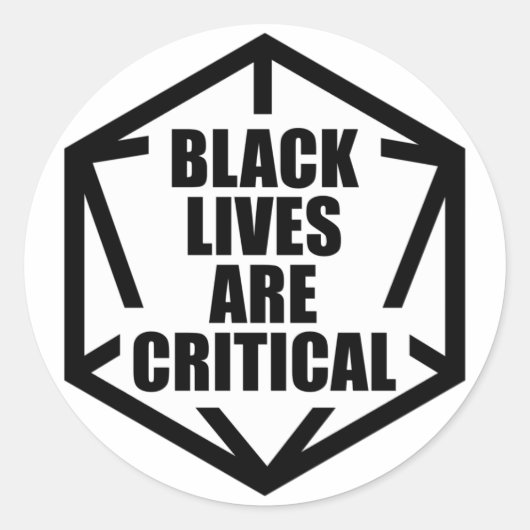 BLM Black Lives Are Critical (B&W) Ronde Sticker (Voorkant)