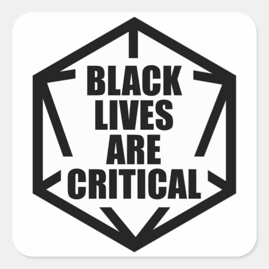 BLM Black Lives Are Critical (B&W) Vierkante Sticker (Voorkant)