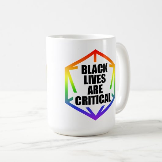 BLM Black Lives are Critical [LGBTQ+] Koffiemok (Voorkant rechts)
