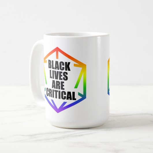 BLM Black Lives are Critical [LGBTQ+] Koffiemok (Voorkant links)