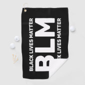BLM Black Lives Matter White Typografie op zwart Golfhanddoek (Insitu)