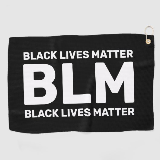 BLM Black Lives Matter White Typografie op zwart Golfhanddoek (Horizontaal)