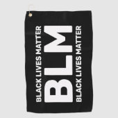 BLM Black Lives Matter White Typografie op zwart Golfhanddoek (Voorkant)