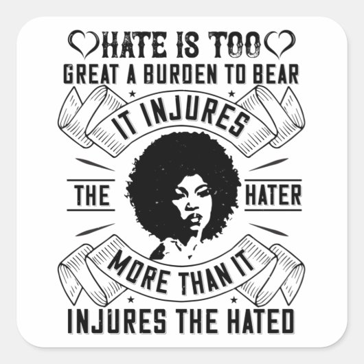 BLM - Hate is een te grote last voor het beer Vierkante Sticker (Voorkant)