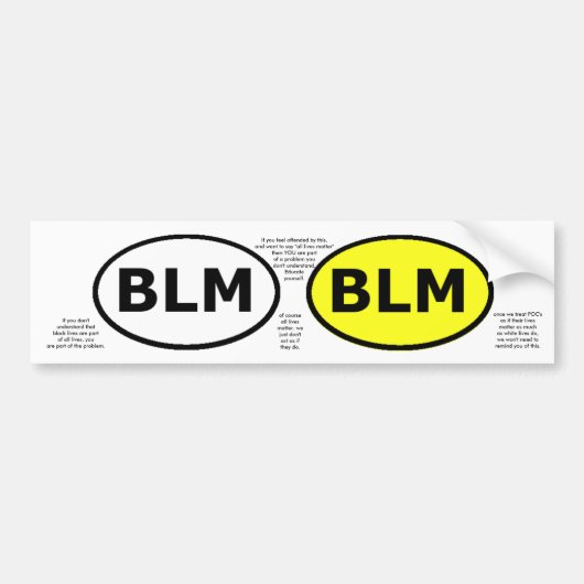 BLM's educatieve ovalen of bumperstickers (Voorkant)