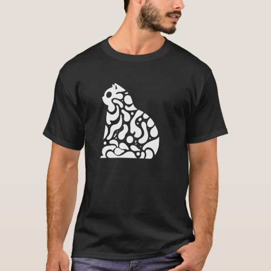 Blob Cat Silhouette Schattige en Funny Feline Lava T-shirt (Voorkant)