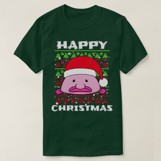 Blob Fish Happy Kerstmis Festive Santa Hat B T-shirt (Design voorkant)