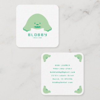 Blob Karakter Logo | Leuke Mascotte Merk Ontwerp Vierkante Visitekaartje
