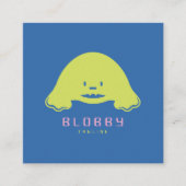 Blob Karakter Logo | Leuke Mascotte met QR-code Vierkante Visitekaartje (Voorkant)
