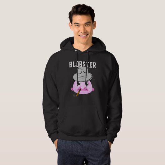 Blobfish Mobster Blobster Fish Fedora Pet en Ciga Hoodie (Voorkant volledig)