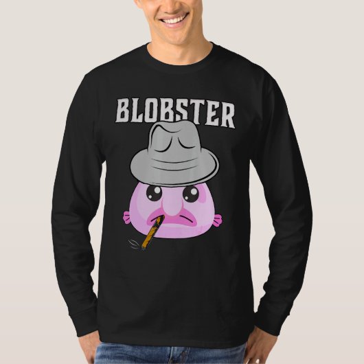 Blobfish Mobster Blobster Fish Fedora Pet en Ciga T-shirt (Voorkant)