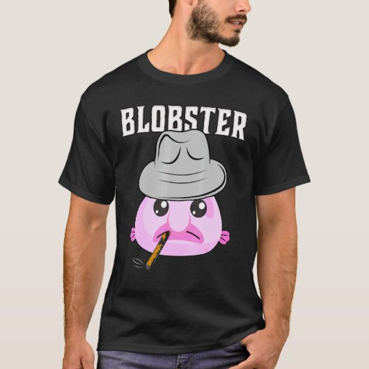 Blobfish Mobster Blobster Fish Fedora Pet en Ciga T-shirt (Voorkant)