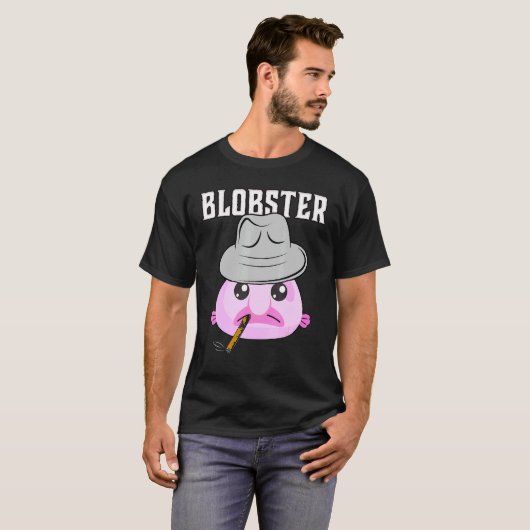 Blobfish Mobster Blobster Fish Fedora Pet en Ciga T-shirt (Voorkant volledig)