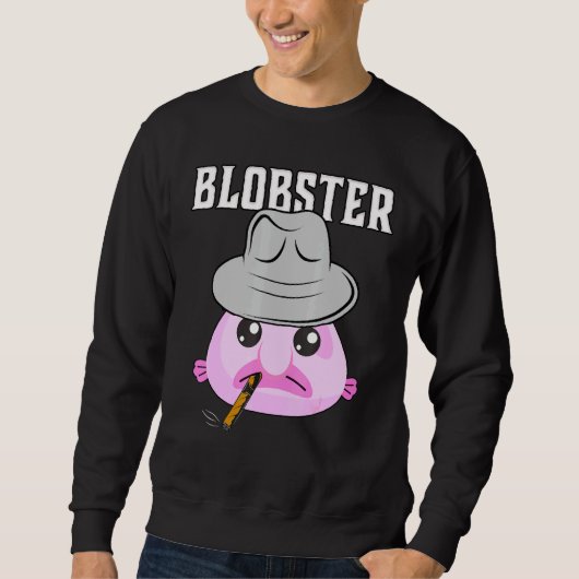 Blobfish Mobster Blobster Fish Fedora Pet en Ciga Trui (Voorkant)