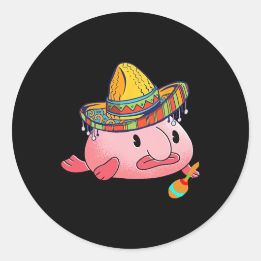 Blobfish Ugly Fish Deep Zee Funny Sombrero Kostuum Ronde Sticker (Voorkant)