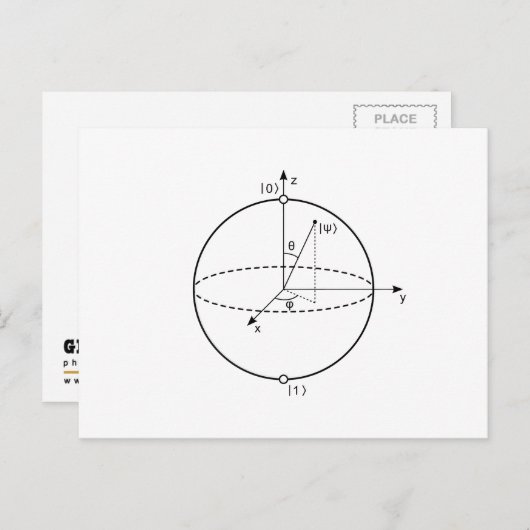 Bloch Sphere | Quantum Bit (Qubit) Natuurkunde/Wis Briefkaart (Voorkant / Achterkant)