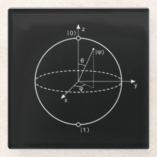 Bloch Sphere   Quantum Bit (Qubit) Natuurkunde/Wis Glazen Onderzetter