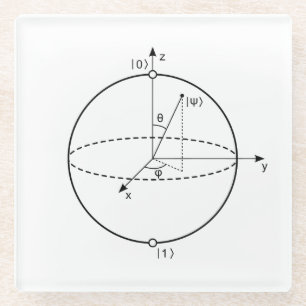 Bloch Sphere   Quantum Bit (Qubit) Natuurkunde/Wis Glazen Onderzetter