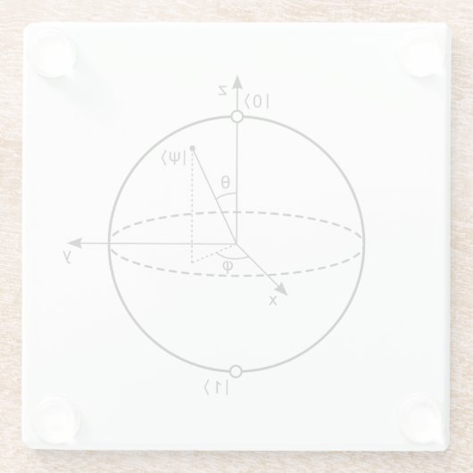 Bloch Sphere | Quantum Bit (Qubit) Natuurkunde/Wis Glazen Onderzetter (Achterkant)