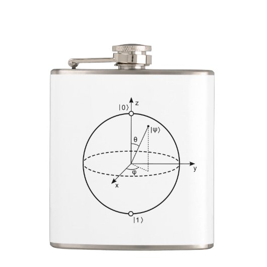 Bloch Sphere | Quantum Bit (Qubit) Natuurkunde/Wis Heupfles (Voorkant)
