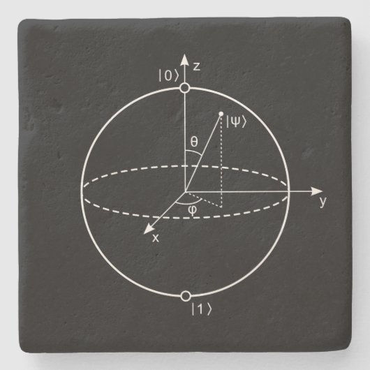Bloch Sphere | Quantum Bit (Qubit) Natuurkunde/Wis Stenen Onderzetter (Voorkant)