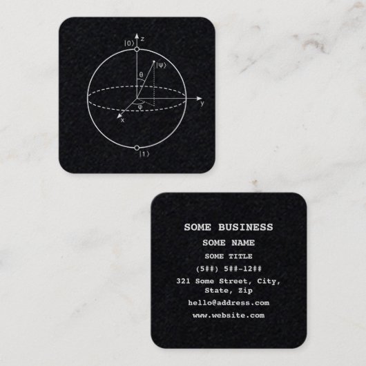 Bloch Sphere | Quantum Bit (Qubit) Physics / Math Vierkante Visitekaartje (Voorkant / Achterkant)