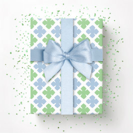 Block Diamond Clover in Slate and Green Cadeaupapier