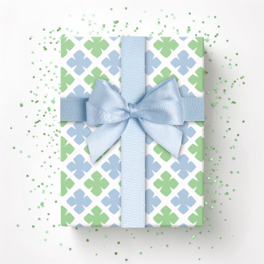 Block Diamond Clover in Slate and Green Cadeaupapier