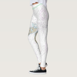 Block Island geluid en benaderingen nautische kaar Leggings