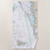 Block Island geluid en benaderingen nautische kaar Strandlaken (Voorkant)