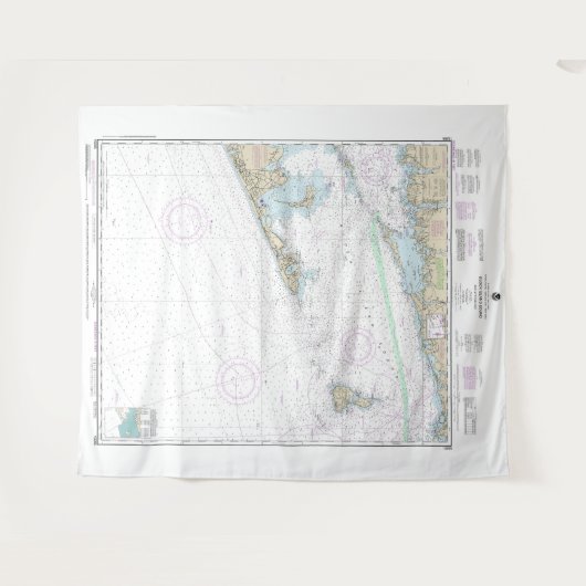 Block Island geluid en benaderingen nautische kaar Wandkleed (Voorkant (horizontaal))