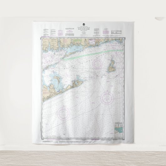 Block Island geluid en benaderingen nautische kaar Wandkleed (Voorkant)