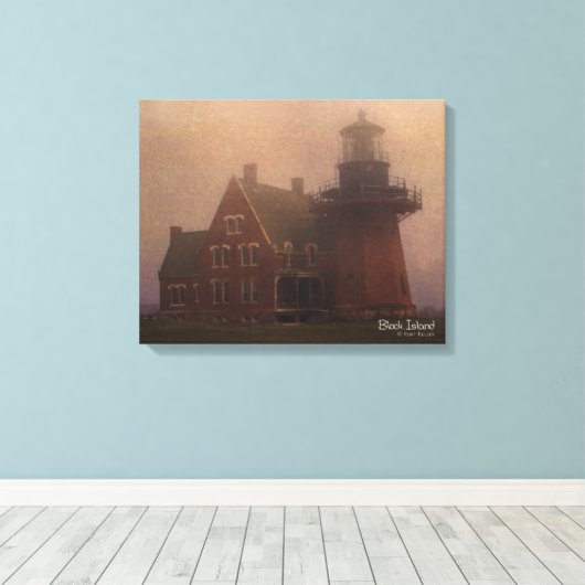 Block Island Lighthouse Canvas Afdruk (Insitu (Houten vloer))