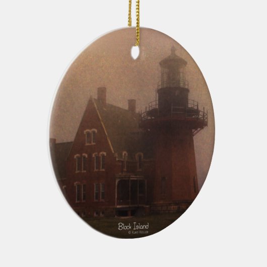 Block Island Lighthouse Keramisch Ornament (Rechts)