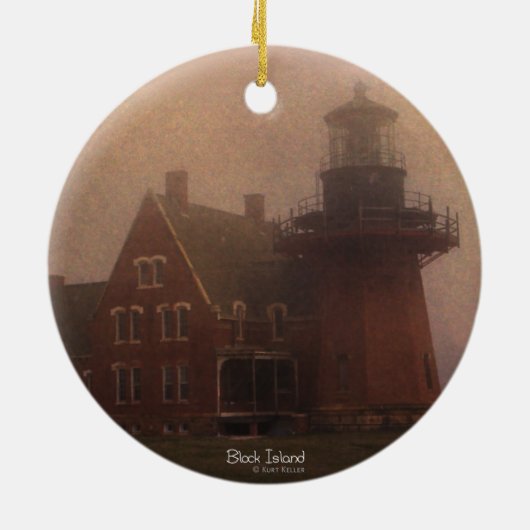 Block Island Lighthouse Keramisch Ornament (Achterkant)