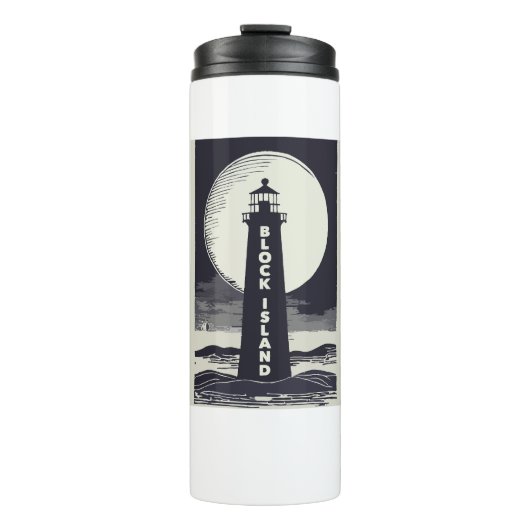 Block Island Lighthouse Rhode Island Maan Thermosbeker (Voorkant)