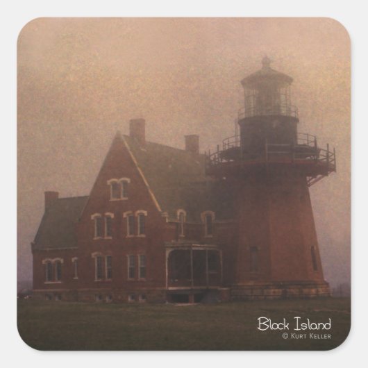 Block Island Lighthouse Square Sticker (Voorkant)