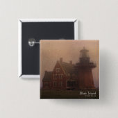 Block Island Lighthouse Vierkante Button 5,1 Cm (Voorkant /achterkant)