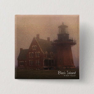 Block Island Lighthouse Vierkante Button 5,1 Cm