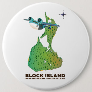 Block Island New Shoreham, Rhode Island Ronde Button 6,0 Cm