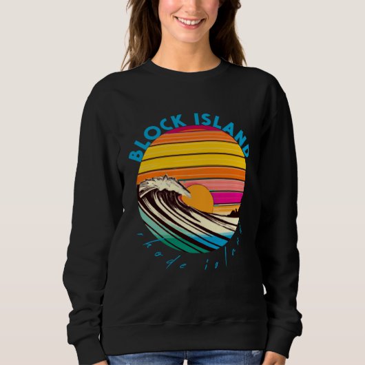 Block Island Retro 1980s Style Rhode Island Beach Trui (Voorkant)