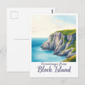 Block Island, Rhode Island – Eilandkliffen Briefkaart (Voorkant / Achterkant)