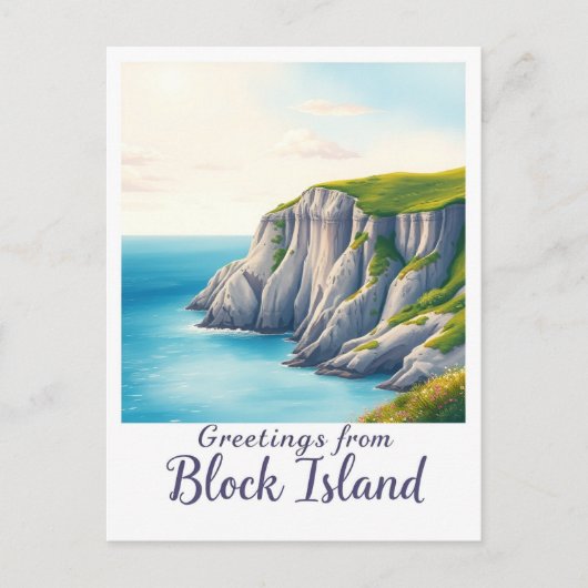 Block Island, Rhode Island – Eilandkliffen Briefkaart (Voorkant)