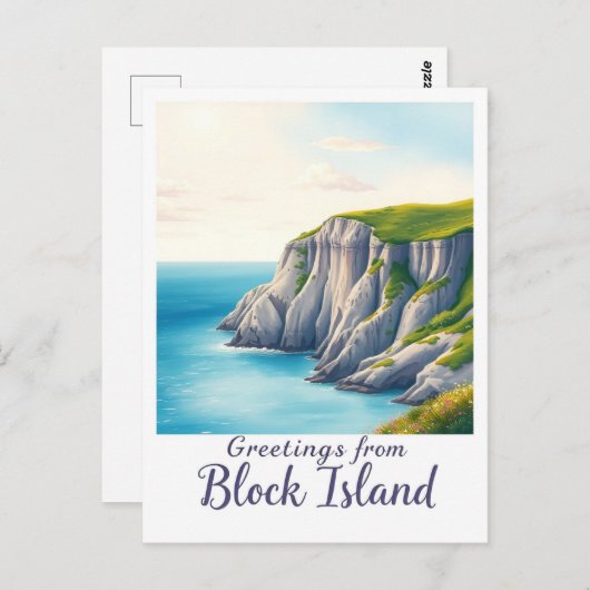 Block Island, Rhode Island – Island Cliffs Briefkaart (Voorkant / Achterkant)
