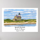 Block Island Rhode Island Poster, Aquarel Poster (Voorkant)