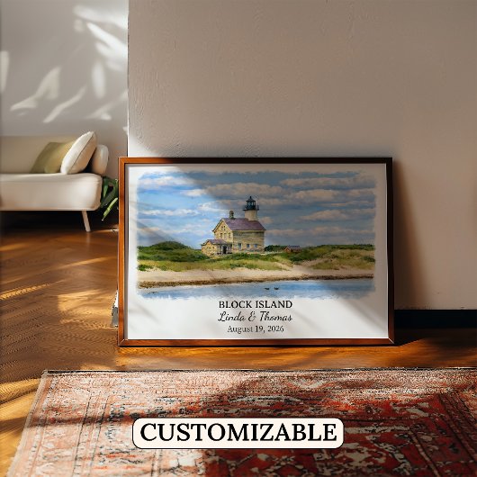 Block Island Rhode Island Poster, Aquarel Poster