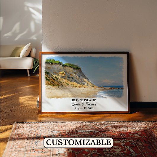 Block Island Rhode Island Poster, Aquarel Poster