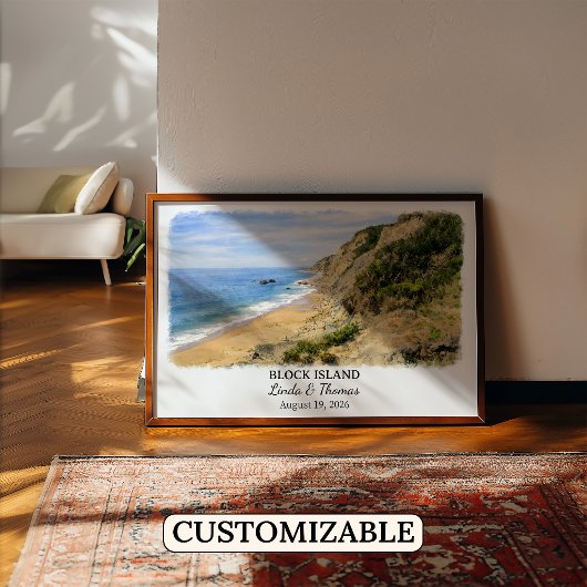 Block Island Rhode Island Poster, Aquarel Poster